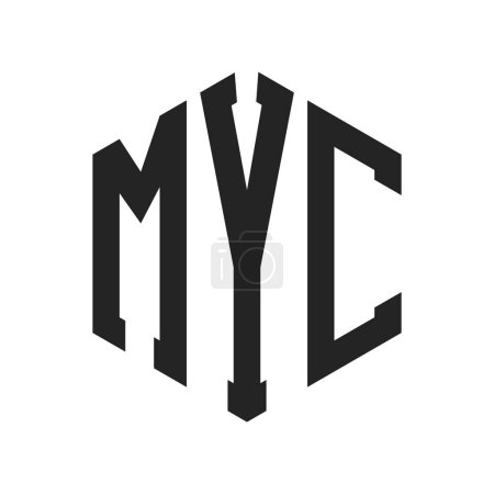 Diseño de Logo MYC. Logo inicial del monograma de la letra MYC usando la forma del hexágono