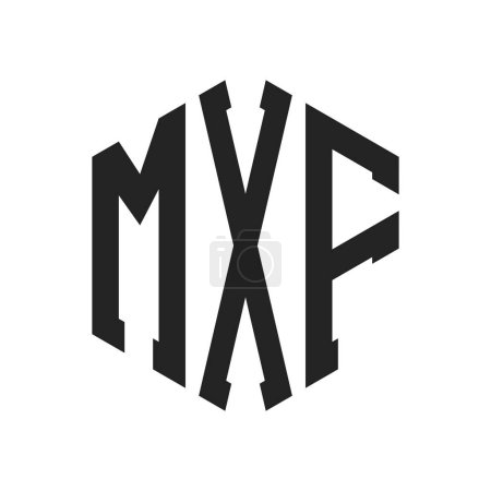Téléchargez les illustrations : Conception de logo MXF. Logo de monogramme de la lettre initiale MXF utilisant la forme hexagonale - en licence libre de droit