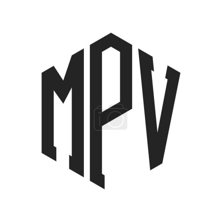 Diseño de Logo MPV. Logo inicial del monograma de la letra MPV usando la forma del hexágono