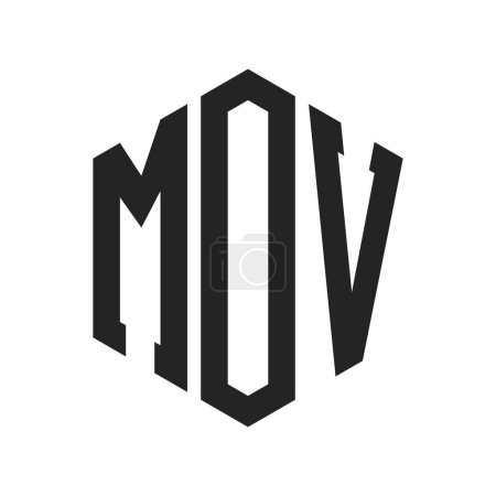 MOV Logo Design. Initial Letter MOV Monogram Logo mit Sechseck-Form