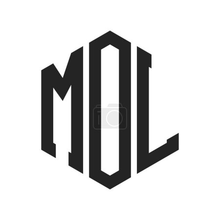Diseño de Logo MOL. Letra inicial MOL Monogram Logo usando la forma del hexágono