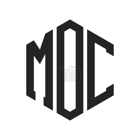 Ilustración de Diseño de Logo MOC. Letra inicial MOC Monogram Logo usando la forma del hexágono - Imagen libre de derechos