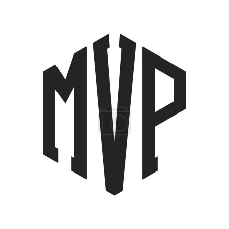 Diseño de Logo MVP. Logo inicial del monograma de la letra MVP usando la forma del hexágono