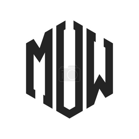 MUW Logo Design. Anfangsbuchstabe MUW Monogramm Logo mit Hexagon-Form