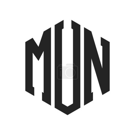 Ilustración de Diseño de Logo MUN. Carta Inicial MUN Monogram Logo usando la forma del hexágono - Imagen libre de derechos