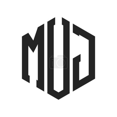 Diseño de Logo MUJ. Letra inicial MUJ Monogram Logo usando la forma del hexágono