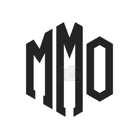 MMO Logo Design. Initial Letter MMO Monogram Logo mit Hexagon-Form