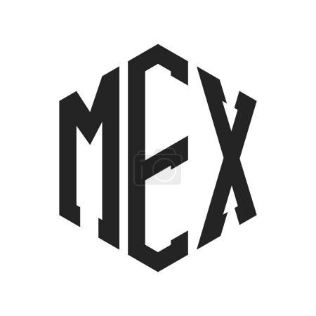 Diseño de Logo MEX. Logo inicial de la carta MEX Monogram usando la forma del hexágono
