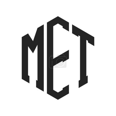 Illustration for MET Logo Design. Initial Letter MET Monogram Logo using Hexagon shape - Royalty Free Image