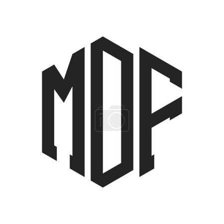 Diseño de Logo MDF. Logo inicial del monograma del MDF de la letra usando la forma del hexágono