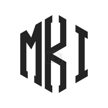 Téléchargez les illustrations : Conception de logo MKI. Logo de monogramme de la lettre initiale MKI utilisant la forme hexagonale - en licence libre de droit