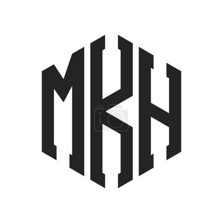 Illustration for MKH Logo Design. Initial Letter MKH Monogram Logo using Hexagon shape - Royalty Free Image