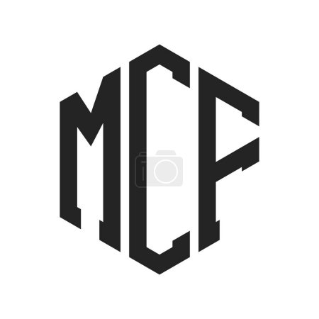 Diseño de Logo MCF. Logo inicial del monograma de la letra MCF usando la forma del hexágono