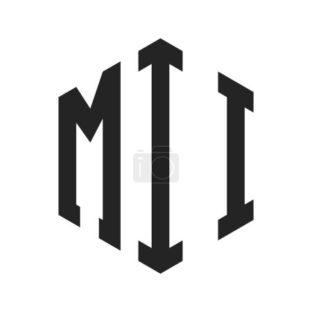 Ilustración de Diseño de Logo MII. Logo inicial del monograma de la letra MII usando la forma del hexágono - Imagen libre de derechos