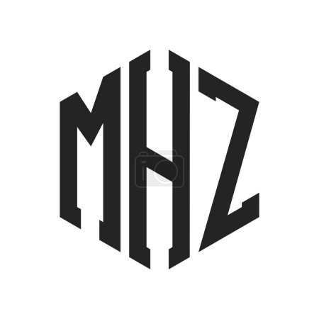 Illustration for MHZ Logo Design. Initial Letter MHZ Monogram Logo using Hexagon shape - Royalty Free Image