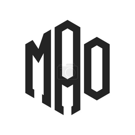 Ilustración de Diseño de Logo MAO. Logo inicial del monograma MAO de la letra usando la forma del hexágono - Imagen libre de derechos