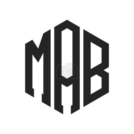 Illustration for MAB Logo Design. Initial Letter MAB Monogram Logo using Hexagon shape - Royalty Free Image