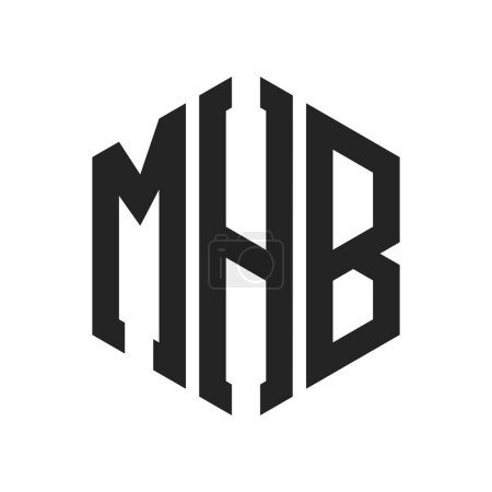 Illustration for MHB Logo Design. Initial Letter MHB Monogram Logo using Hexagon shape - Royalty Free Image