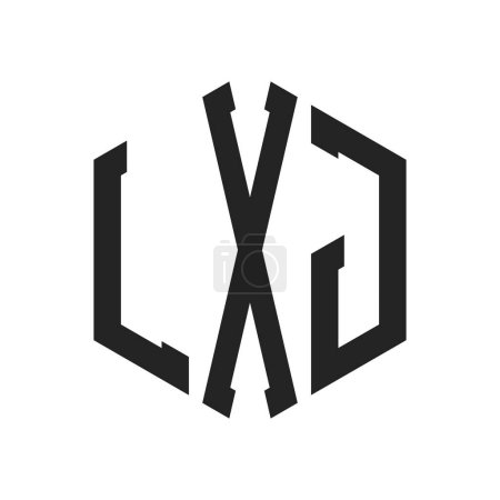 Illustration for LXJ Logo Design. Initial Letter LXJ Monogram Logo using Hexagon shape - Royalty Free Image