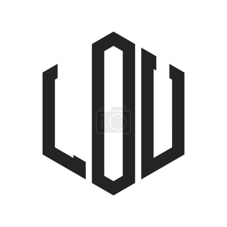 Logotipo LOU Diseño. Logotipo inicial del monograma LOU de la letra usando la forma del hexágono