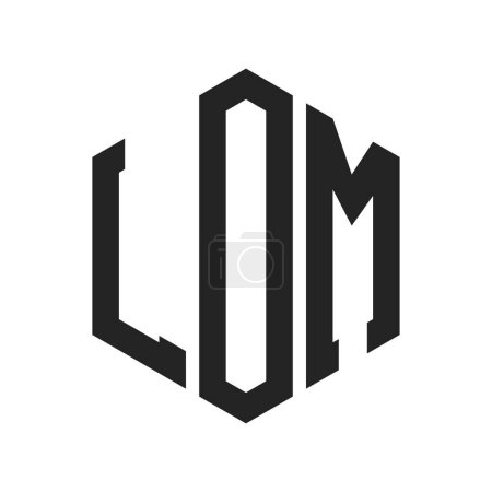 Logotipo LOM Diseño. Logotipo inicial del monograma LOM de la letra usando la forma del hexágono