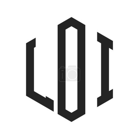 Illustration for LOI Logo Design. Initial Letter LOI Monogram Logo using Hexagon shape - Royalty Free Image