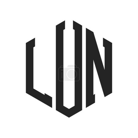 Logo LUN Design. Lettre initiale Logo monogramme LUN en forme d'hexagone