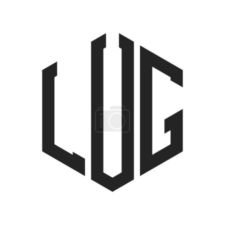 Illustration for LUG Logo Design. Initial Letter LUG Monogram Logo using Hexagon shape - Royalty Free Image