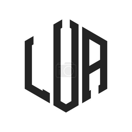 Ilustración de LUA Logo Design. Initial Letter LUA Monogram Logo using Hexagon shape - Imagen libre de derechos