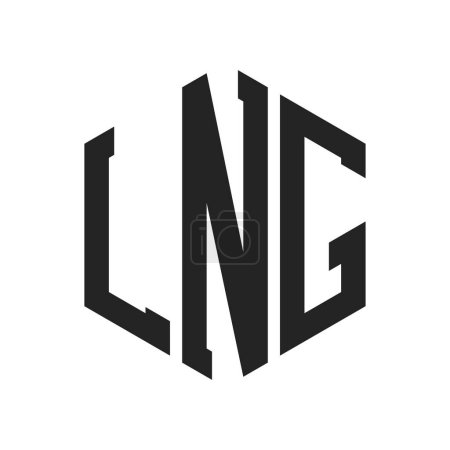 Diseño de Logo LNG. Logo inicial del monograma de GNL con forma de hexágono