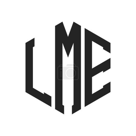 LME Logo Design. Anfangsbuchstabe LME Monogramm Logo mit Hexagon-Form
