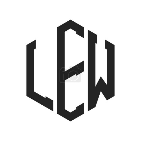 Ilustración de LEW Logo Design. Letra inicial LEW Monogram Logo con forma de hexágono - Imagen libre de derechos