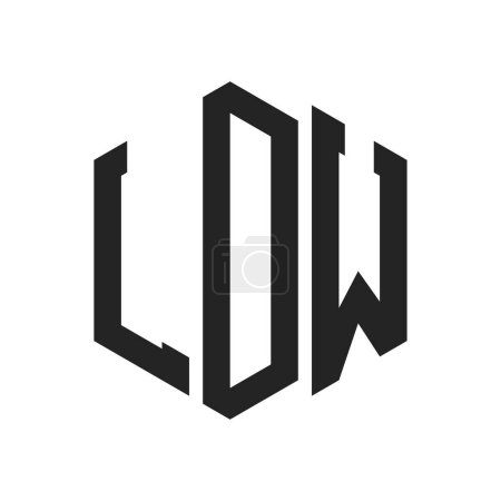 Illustration for LDW Logo Design. Initial Letter LDW Monogram Logo using Hexagon shape - Royalty Free Image