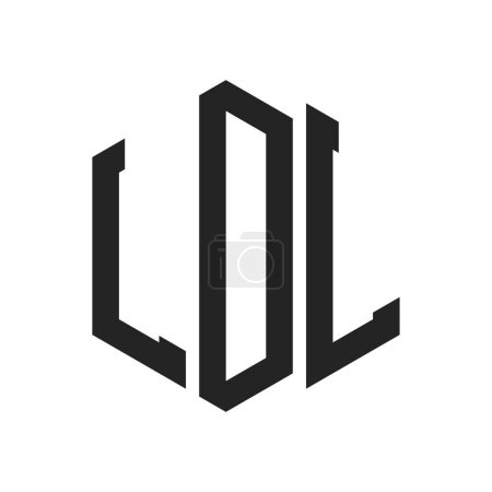Ilustración de Diseño de Logo LDL. Logotipo inicial del monograma LDL de la letra usando la forma del hexágono - Imagen libre de derechos