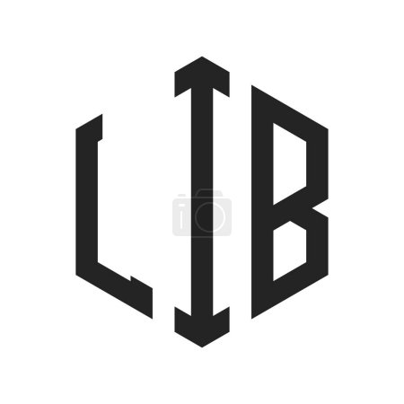 Logo LIB Design. Lettre initiale Logo Monogramme LIB en forme d'hexagone