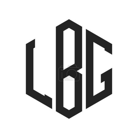 Illustration for LBG Logo Design. Initial Letter LBG Monogram Logo using Hexagon shape - Royalty Free Image