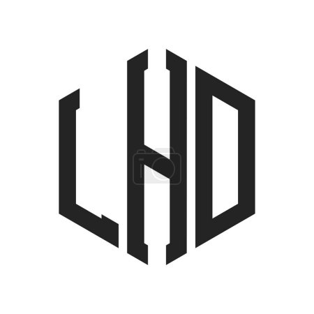 Illustration for LHD Logo Design. Initial Letter LHD Monogram Logo using Hexagon shape - Royalty Free Image