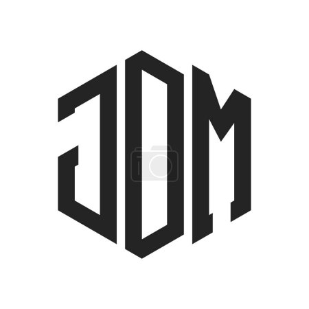 Diseño de Logo JDM. Logo inicial del monograma de la letra JDM usando la forma del hexágono