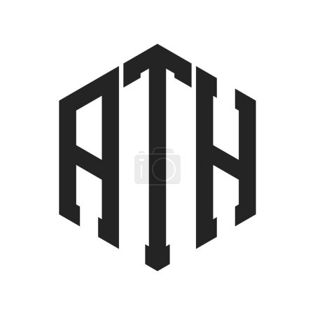 Diseño de Logo ATH. Logo inicial del monograma de la letra ATH usando la forma del hexágono