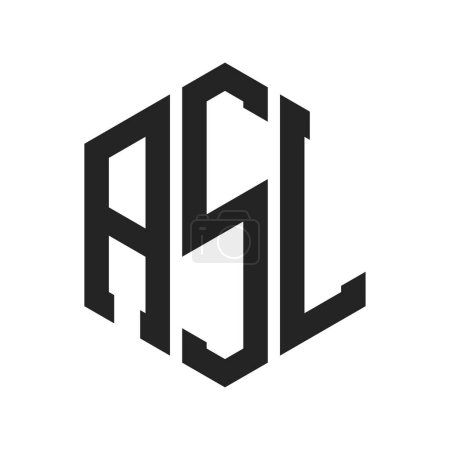 Illustration for ASL Logo Design. Initial Letter ASL Monogram Logo using Hexagon shape - Royalty Free Image