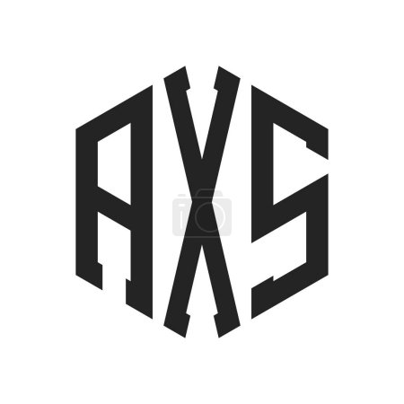 Téléchargez les illustrations : Conception de logo AXS. Logo de monogramme de la lettre initiale AXS utilisant la forme hexagonale - en licence libre de droit