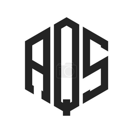 Diseño del logotipo de AQS. Logo inicial del monograma de AQS de la letra usando la forma del hexágono