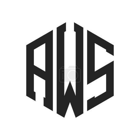 AWS Logo Design. Anfangsbuchstabe AWS Monogramm Logo mit Hexagon-Form