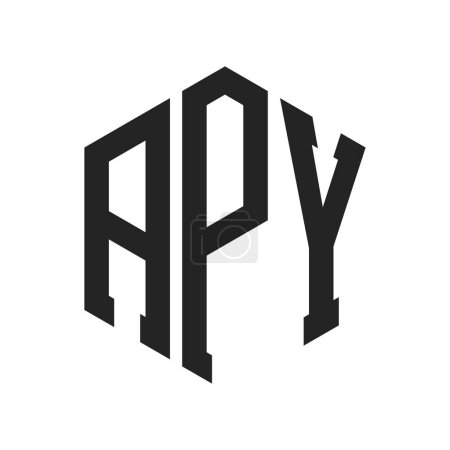 APY Logo Design. Initial Letter APY Monogram Logo using Hexagon shape