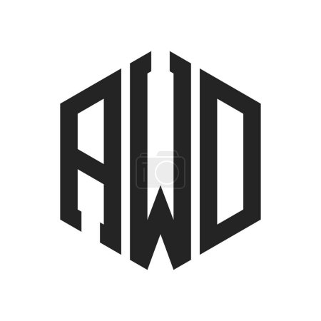 AWD Logo Design. Initial Letter AWD Monogram Logo mit Sechseck-Form