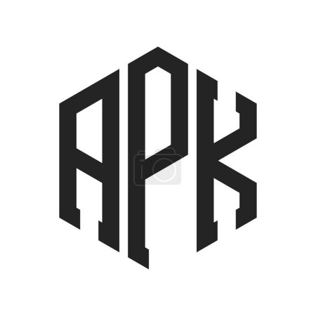 APK Logo Design. Initial Letter APK Monogram Logo using Hexagon shape
