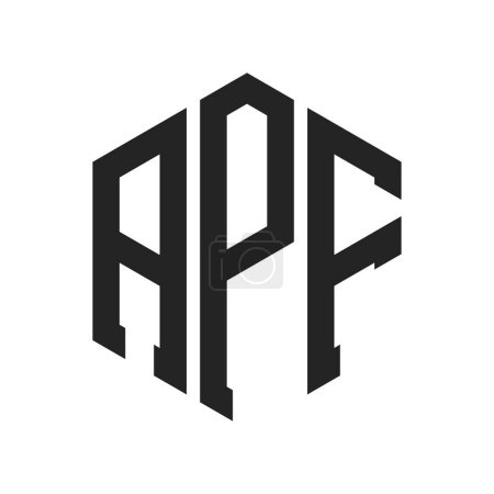 Téléchargez les illustrations : APF Logo Design. Lettre initiale APF Monogram Logo en utilisant la forme hexagonale - en licence libre de droit