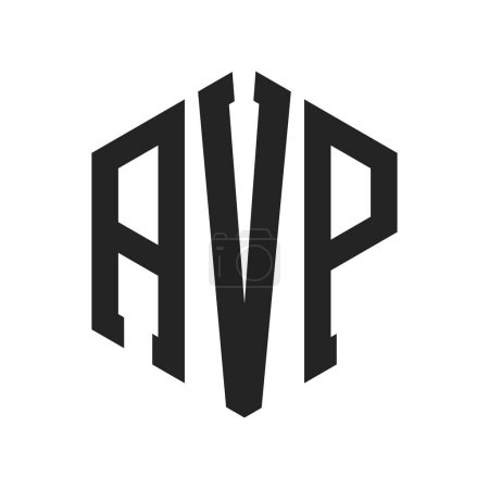Illustration for AVP Logo Design. Initial Letter AVP Monogram Logo using Hexagon shape - Royalty Free Image