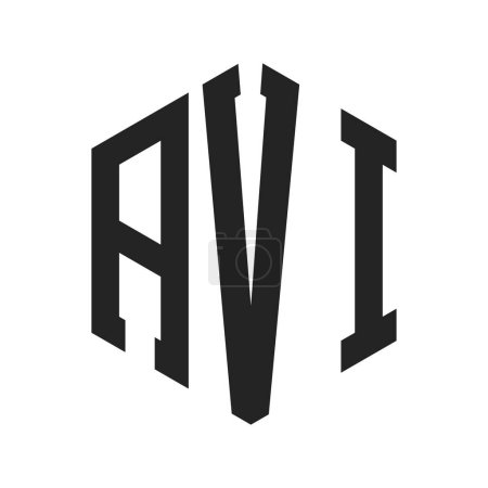 Diseño de Logo AVI. Logo inicial del monograma de la letra AVI usando la forma del hexágono