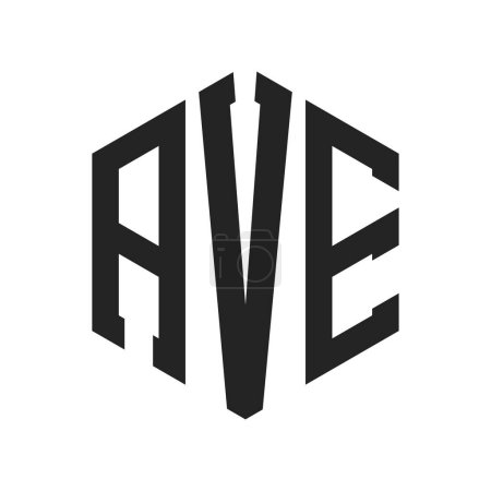 Illustration for AVE Logo Design. Initial Letter AVE Monogram Logo using Hexagon shape - Royalty Free Image